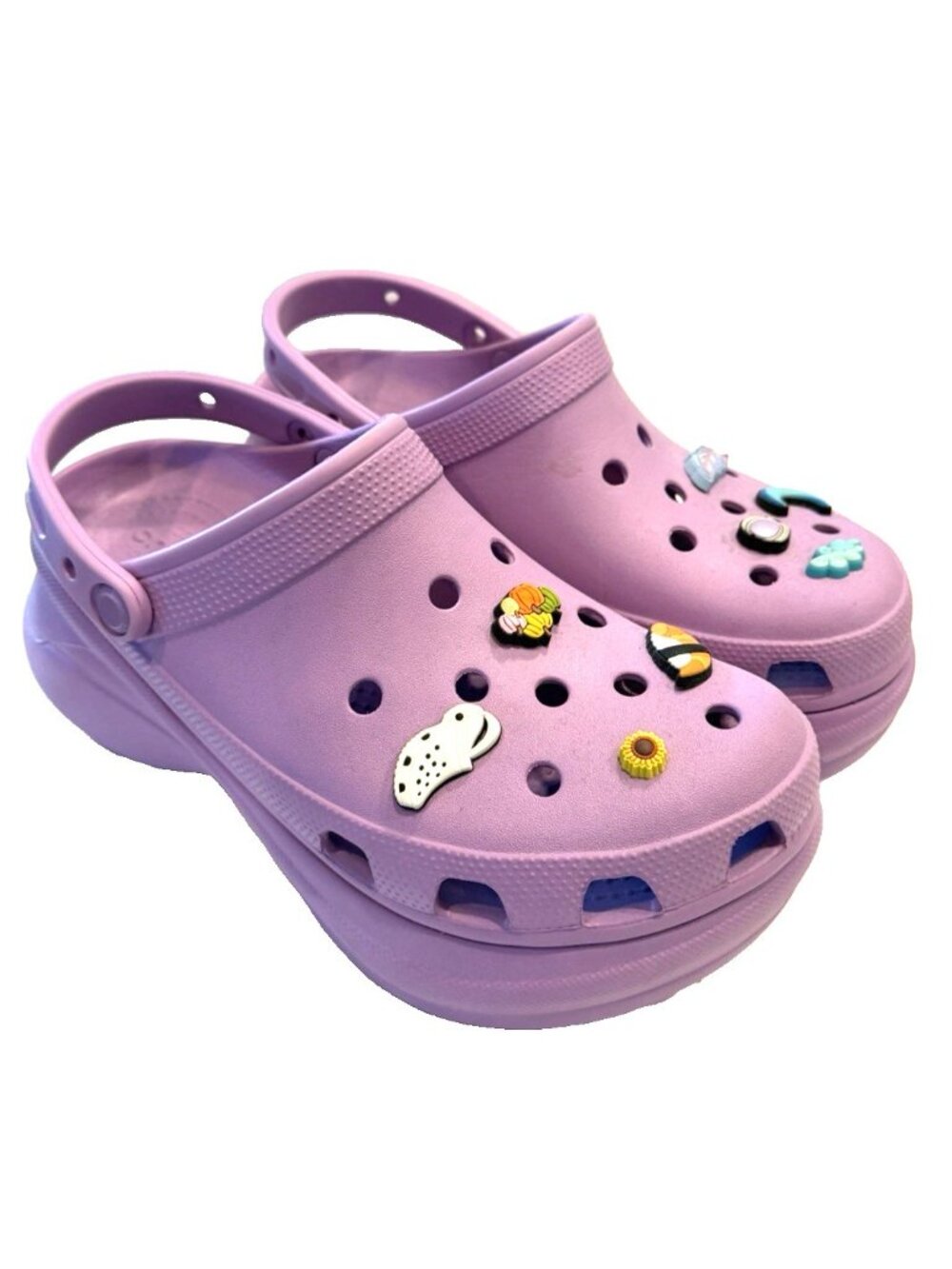 Crocs Bae Clogs Shoes Women's Platform Slingback Slip On Charms Purple Size 10